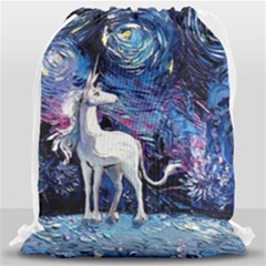 Unicorn Starry Night Print Van Gogh Drawstring Bag (large) by Sarkoni