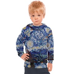 Mosaic Art Vincent Van Gogh s Starry Night Kids  Hooded Pullover by Sarkoni