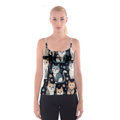 Cats Pattern Spaghetti Strap Top by Valentinaart