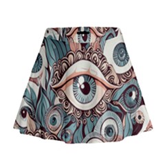 Eyes Pattern Mini Flare Skirt by Valentinaart