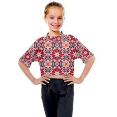 Geometric Pattern Seamless Abstract Kids Mock Neck T-shirt