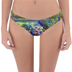 Peacocks  Fantasy Garden Reversible Hipster Bikini Bottoms
