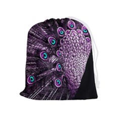 Purple Peacock Drawstring Pouch (xl) by Bedest