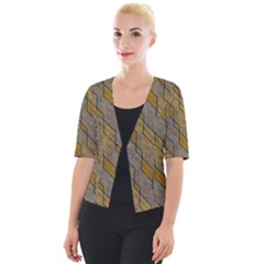 Background-batik Cropped Button Cardigan