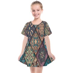 Flower Texture, Background, Colorful, Desenho, Kids  Smock Dress