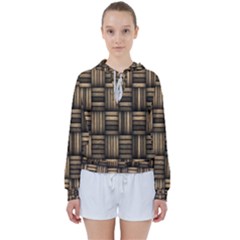 Brown Weaving Texture, Macro, Brown Wickerwork Women s Tie Up Sweat