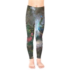 Peacock Art Painting Kids  Leggings