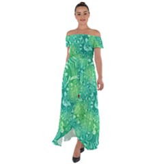 Retro-03 Off Shoulder Open Front Chiffon Dress