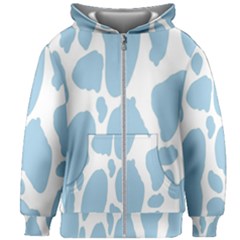 Cow Print, Aesthetic, Y, Blue, Baby Blue, Pattern, Simple Kids  Zipper Hoodie Without Drawstring