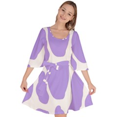 Cow Print, Aesthetic,violelilac, Animal, Purple, Simple Velour Kimono Dress