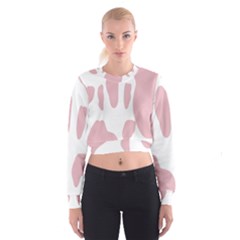 Cow Print, Pink, Design, Pattern, Animal, Baby Pink, Simple, Cropped Sweatshirt