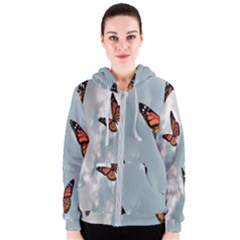Aesthetic Butterfly , Butterflies, Nature, Women s Zipper Hoodie
