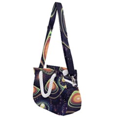 Psychedelic Trippy Abstract 3d Digital Art Rope Handles Shoulder Strap Bag