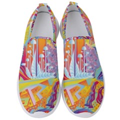 Multicolored Optical Illusion Painting Psychedelic Digital Art Men s Slip On Sneakers