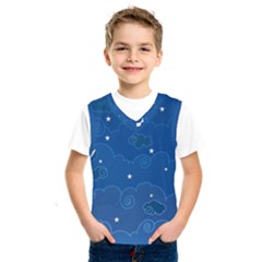 Sky Night Moon Clouds Crescent Kids  Basketball Tank Top