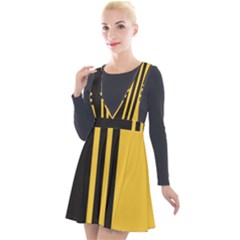 Abstract Design, Minimal, Abstract, Black, Desenho, Flat Plunge Pinafore Velour Dress