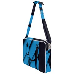 Blue Black Abstract Background, Geometric Background Cross Body Office Bag