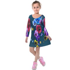 Falling Flowers, Art, Coffee Cup, Colorful, Creative, Cup Kids  Long Sleeve Velvet Dress