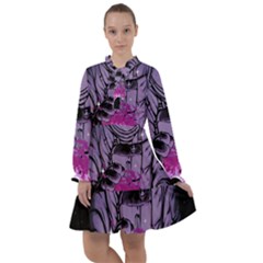Fingerprint Astro, Amoled, Astronaut, Black, Dark, Oled All Frills Chiffon Dress