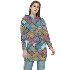 Mandala Pattern Abstract , Mandala, Pattern, Abstract Women s Long Oversized Pullover Hoodie