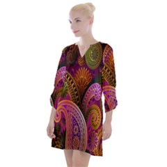 Paisley Pattern, Abstract Colorful, Texture Background, Hd Open Neck Shift Dress