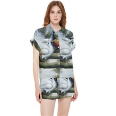 Canvas Oil Painting Two Peacock Chiffon Lounge Set