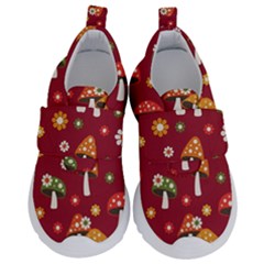 Woodland Mushroom And Daisy Seamless Pattern Kids  Velcro No Lace Shoes