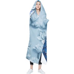 Chinese Style 3d Embossed Blue Peacock Oil Painting Wearable Blanket by Grandong
