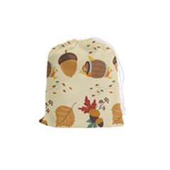 Leaves Foliage Acorns Barrel Drawstring Pouch (medium)