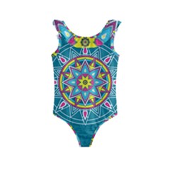 Abstract Digital Artwork Kids  Frill Swimsuit