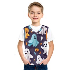 Ghost Pumpkin Scary Kids  Basketball Tank Top by Ndabl3x