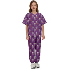 Skull Halloween Pattern Kids  T-shirt And Pants Sports Set by Ndabl3x