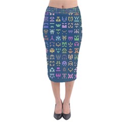 Procedural Generation Digital Art Pattern Velvet Midi Pencil Skirt