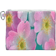 Pink Neon Flowers, Flower Canvas Cosmetic Bag (xxxl)