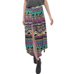 Aztec Design Velour Split Maxi Skirt