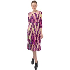 Cute Glitter Aztec Design Ruffle End Midi Chiffon Dress by nateshop