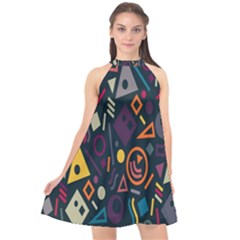 Inspired By The Colours And Shapes Halter Neckline Chiffon Dress 