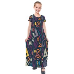Inspired By The Colours And Shapes Kids  Short Sleeve Maxi Dress