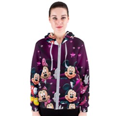 Cartoons, Disney, Mickey Mouse, Minnie Women s Zipper Hoodie