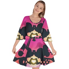 Mickey And Minnie, Mouse, Disney, Cartoon, Love Velour Kimono Dress