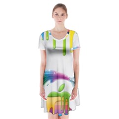 Mickey Mouse, Apple Iphone, Disney, Logo Short Sleeve V-neck Flare Dress