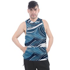 Abstract Blue Ocean Wave Men s Sleeveless Hoodie by Jack14