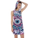Eyes pattern Racer Back Hoodie Dress