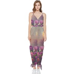 Floral Blossoms  Sleeveless Tie Ankle Chiffon Jumpsuit by Internationalstore