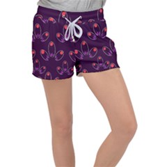 Petal Dot Seamless Pattern Women s Velour Lounge Shorts by Pakjumat