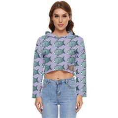 Fishes Pattern Background Theme Women s Lightweight Cropped Hoodie by Pakjumat