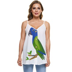 Pionus T-shirtwhite Look Calm Pionus 01 T-shirt Casual Spaghetti Strap Chiffon Top