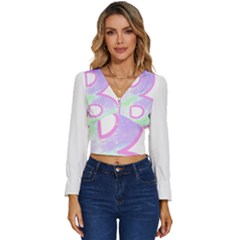 Abstract T- Shirt Cool Abstract Pattern Design 2 Long Sleeve V-neck Top