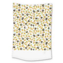 Art T- Shirt Brown Bunnies And Orange Carrots On Goldenrod Easter Pattern T- Shirt Large Tapestry