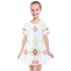 Christmas Cross Stitch Pattern Effect Holidays Symmetry Kids  Smock Dress